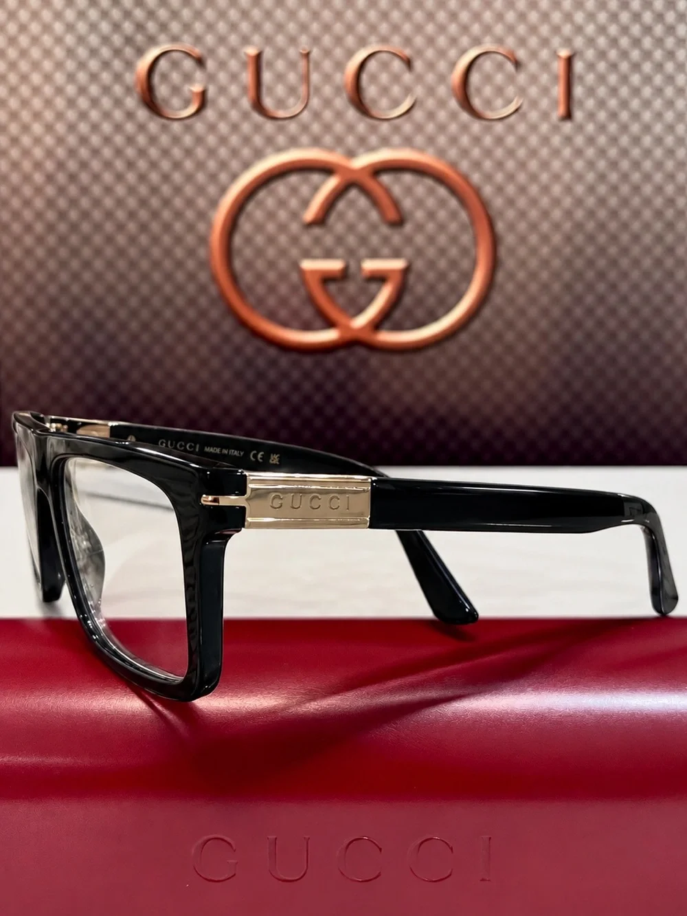 Gucci GG1504O 005 Black and Gold Designer Eyeglasses
